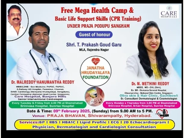 Mega Free Health Camp & CPR Training Program – Rajendra Nagar · 9 February 2025