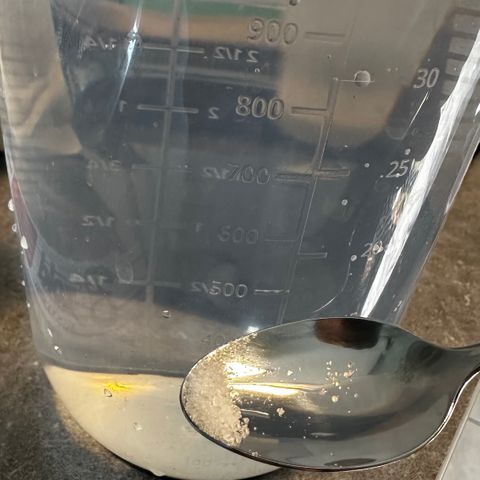 AH #1 growlog photo: 1-2g Bittersalz als Magnesium-Shot auf 1L Wasser bei ~25Grad Wassertemp.
