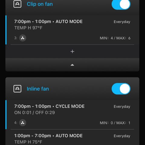 Growlog-Foto von Blue: My Ac infinity controller 69 Pro automations and readouts for seedlings
