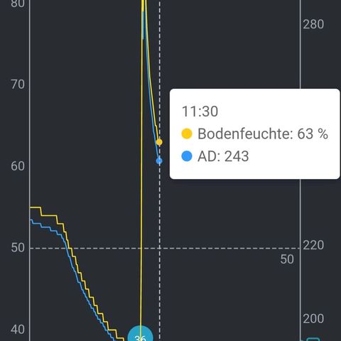 Diesel growlog photo: Sensorverlauf = graphisch die Bodenfeuchte dargestellt