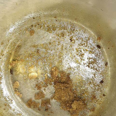 Skyler growlog photo: I think I boiled too much off and this formed out of the solution towards the end. Thinking its wax or other similar potent extract for consumption.