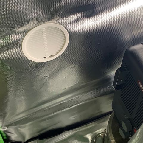 Sativa star mother 1&2 growlog photo: Put humidifier in grow room 3, and a vent through the wall between. Turned heater around so it’s not blowing hot air on top of plants 