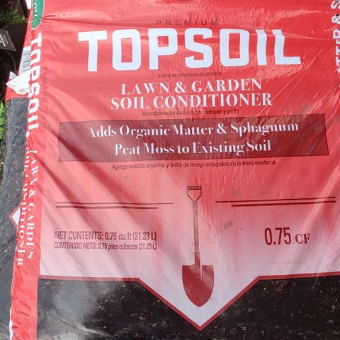Blue Dream Auto growlog photo: Transplant: was running low on Happy Frog potting soil so the decision was made that this topsoil would be used to pre-fill the pot and then topped off with Happy Frog.
