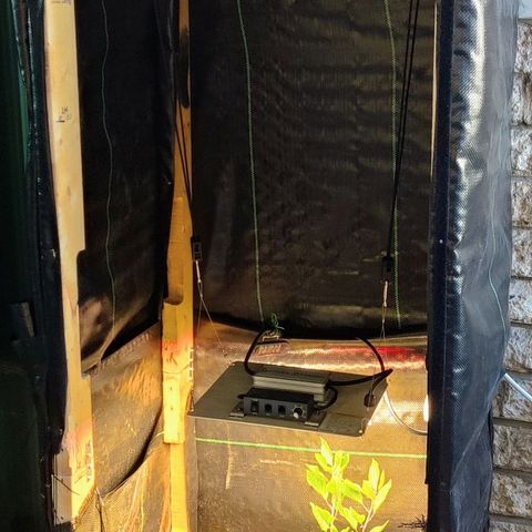 Golden Melons growlog photo: Finally finished the basic operational format. It's really good weather for the weekend, we're taking it easy and we'll install the carbon filter and inline fan when we figure how tf that's going to happen. For now, I'm fucking proud of that 😂