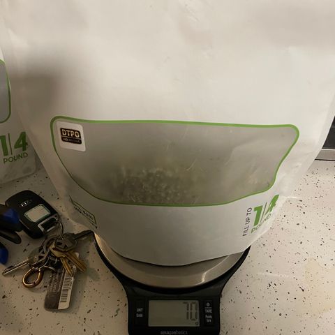 Purple Nanners’ - FastBuds Autoflowers #1 growlog photo: This is the trim weighed out + the final weight of the trimmed bud