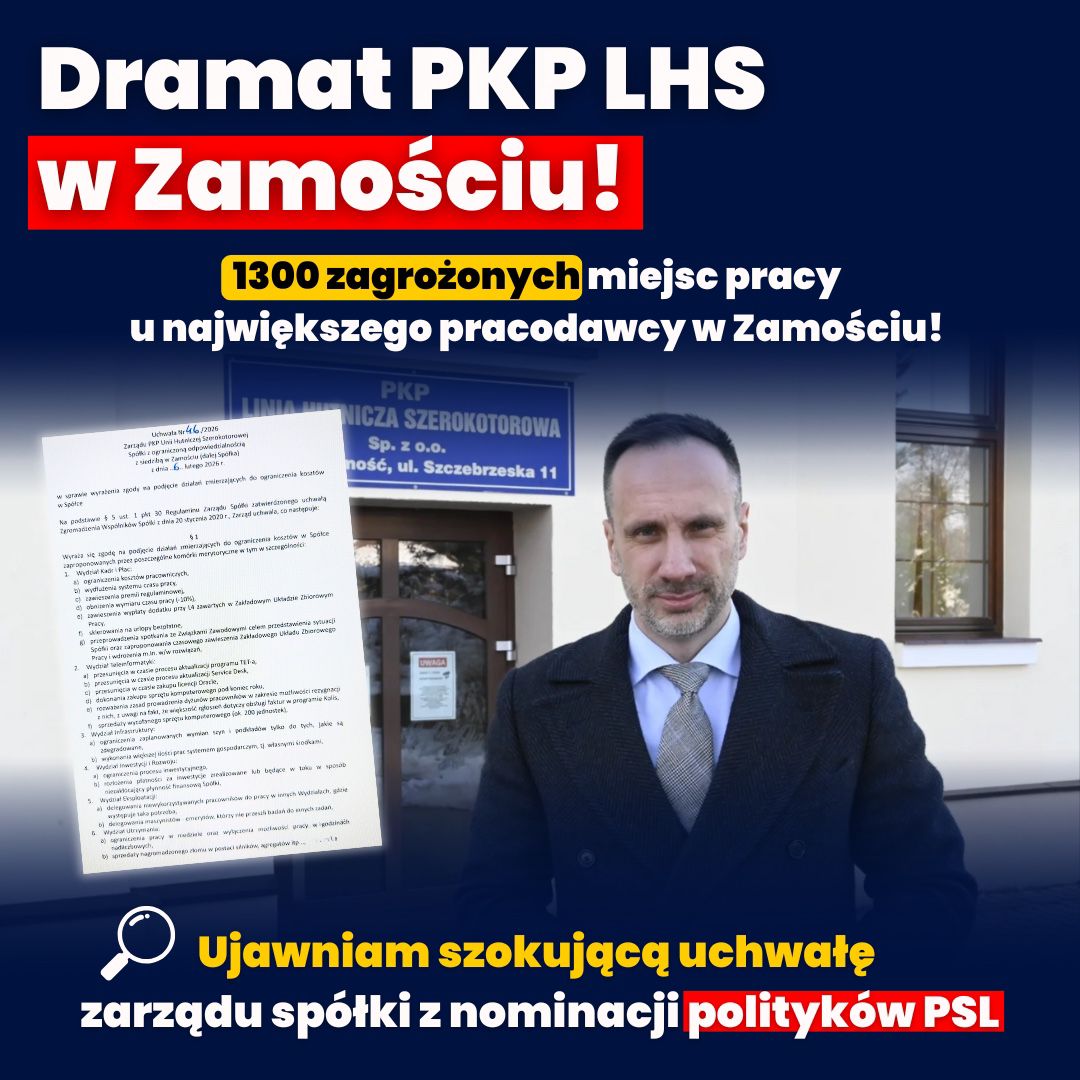 Dość niszczenia PKP LHS. Żądam dymisji całego zarządu