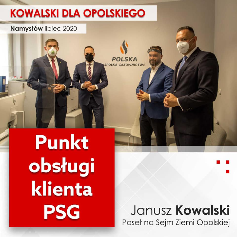 Janusz Kowalski doprowadza do przywrócenia miejsca obsługi klienta Polskiej Spółki Gazownictwa w Namysłowie