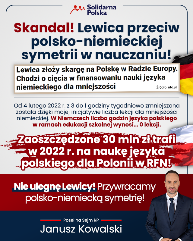 Lewica przeciwko polsko-niemieckiej symetrii w nauczaniu!