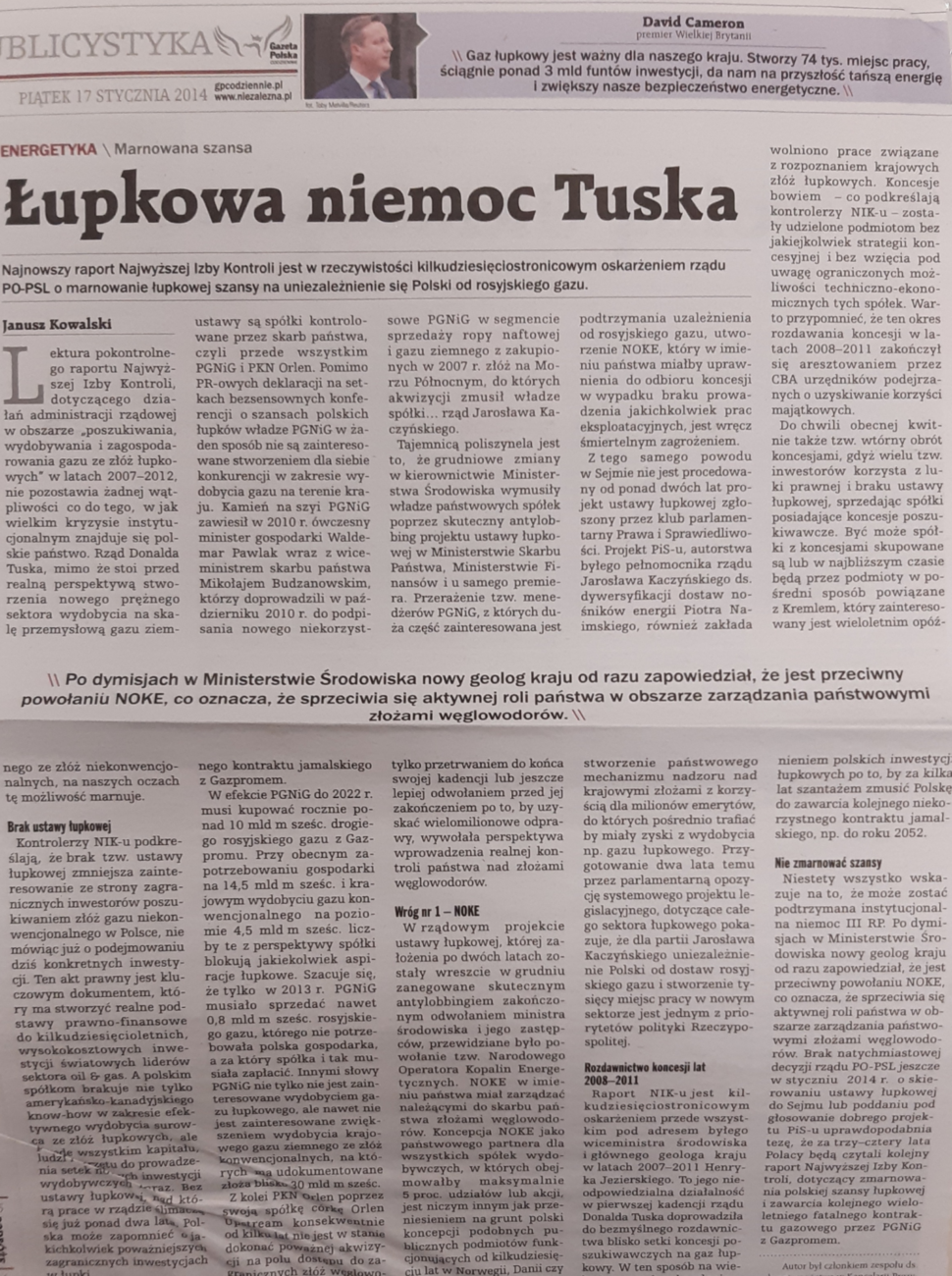Łupkowa niemoc Tuska