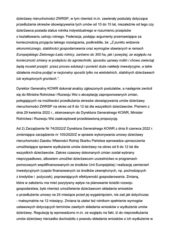 Podsumowanie kontroli poselskiej w KOWR w Opolu