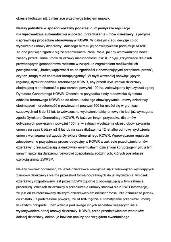 Podsumowanie kontroli poselskiej w KOWR w Opolu