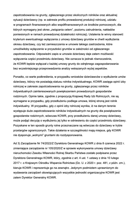 Podsumowanie kontroli poselskiej w KOWR w Opolu