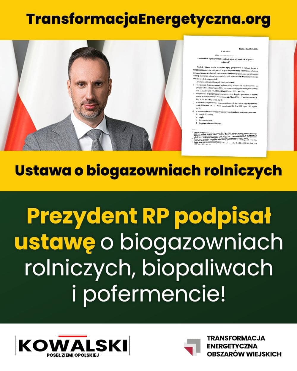 Zdjęcie do artykułu: Ustawa o biogazowniach rolniczych, pofermencie i biopaliwach podpisana