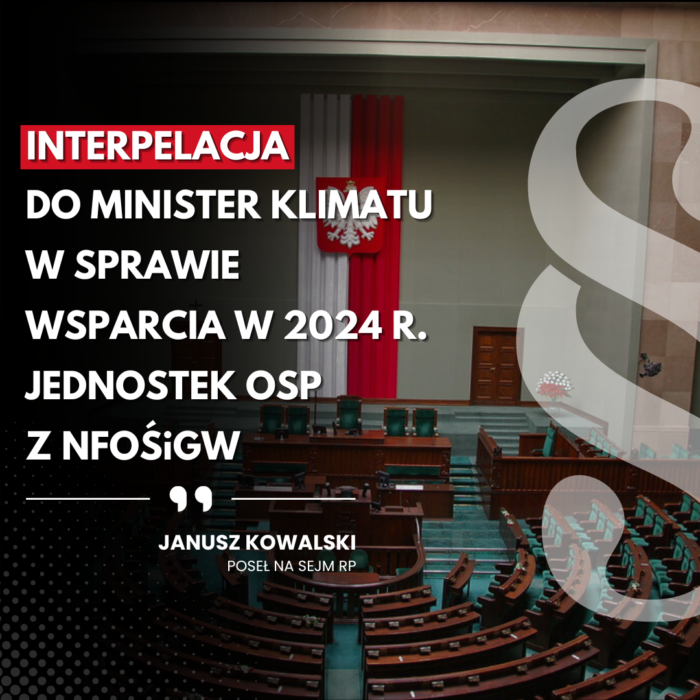 Interpelacja ws. wsparcia w 2024 r. jednostek OSP z NFOŚiGW