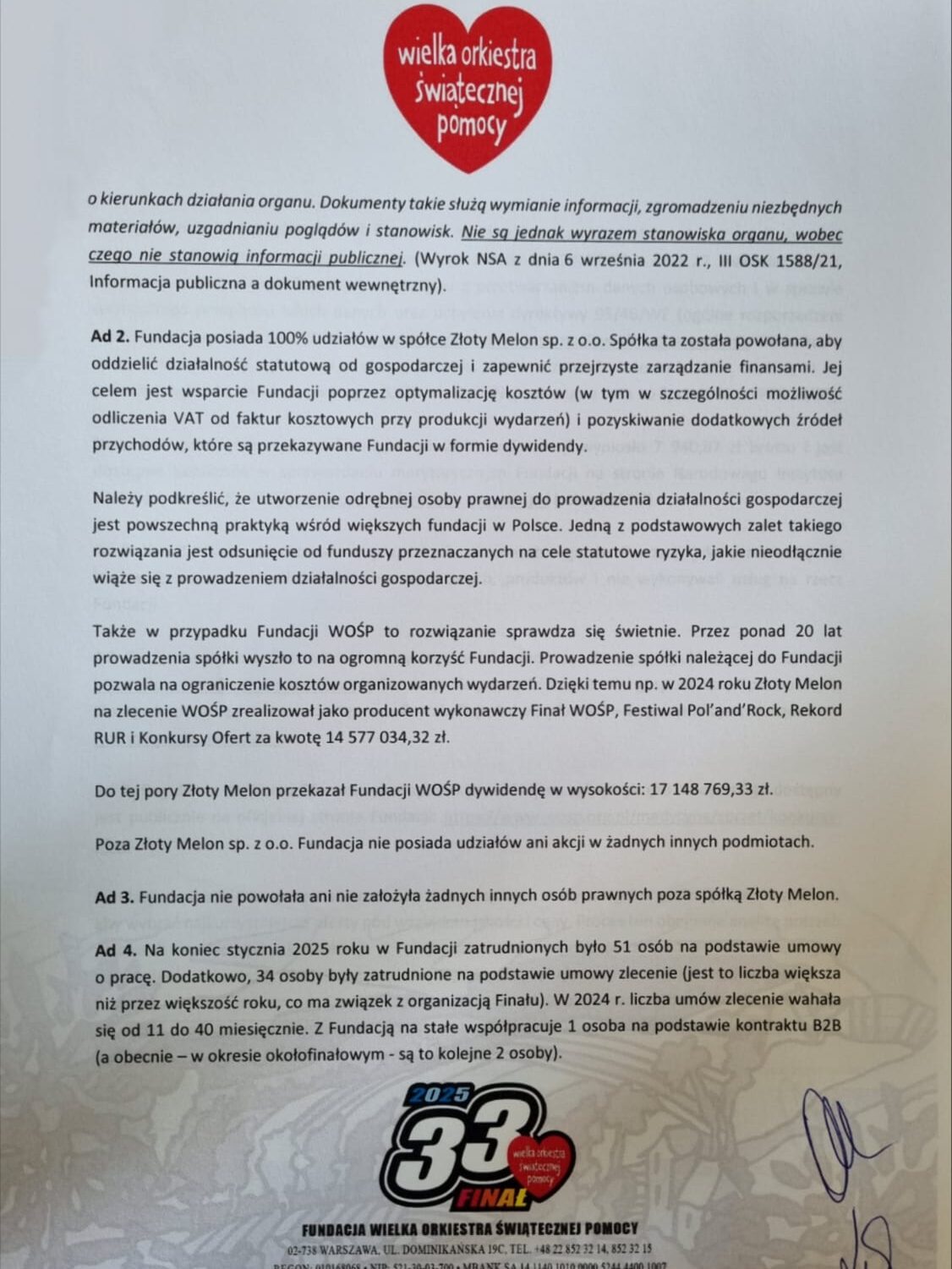 Odpowiedź Jerzego Owsiaka na pytania posła Janusza Kowalskiego!