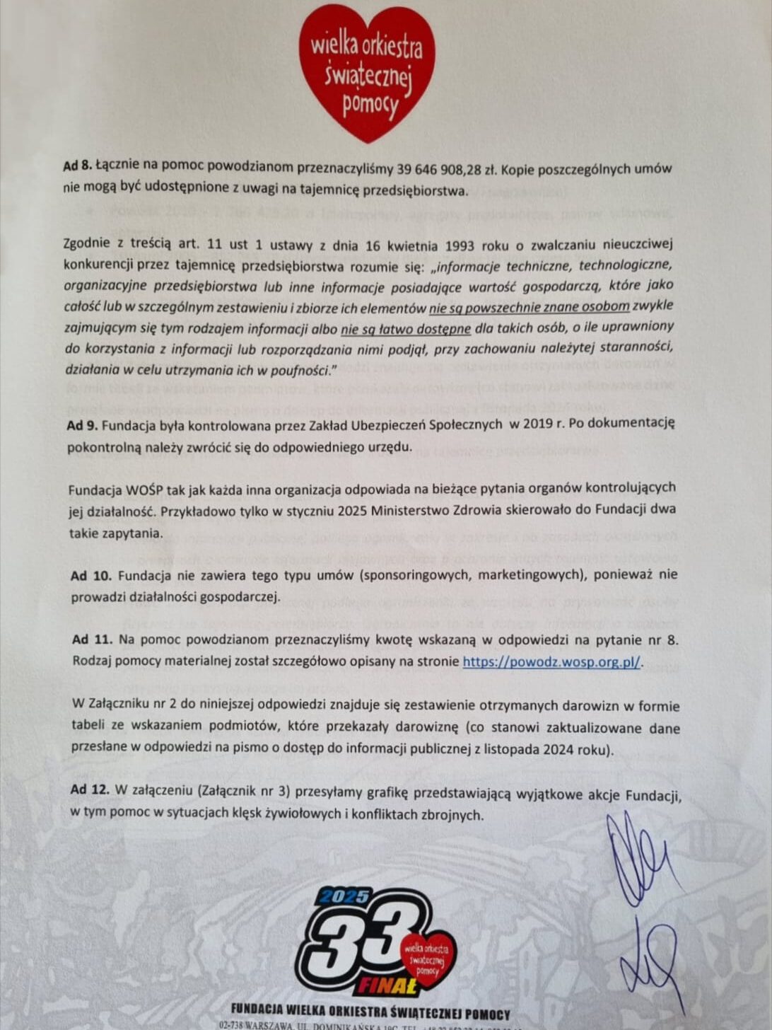 Odpowiedź Jerzego Owsiaka na pytania posła Janusza Kowalskiego!