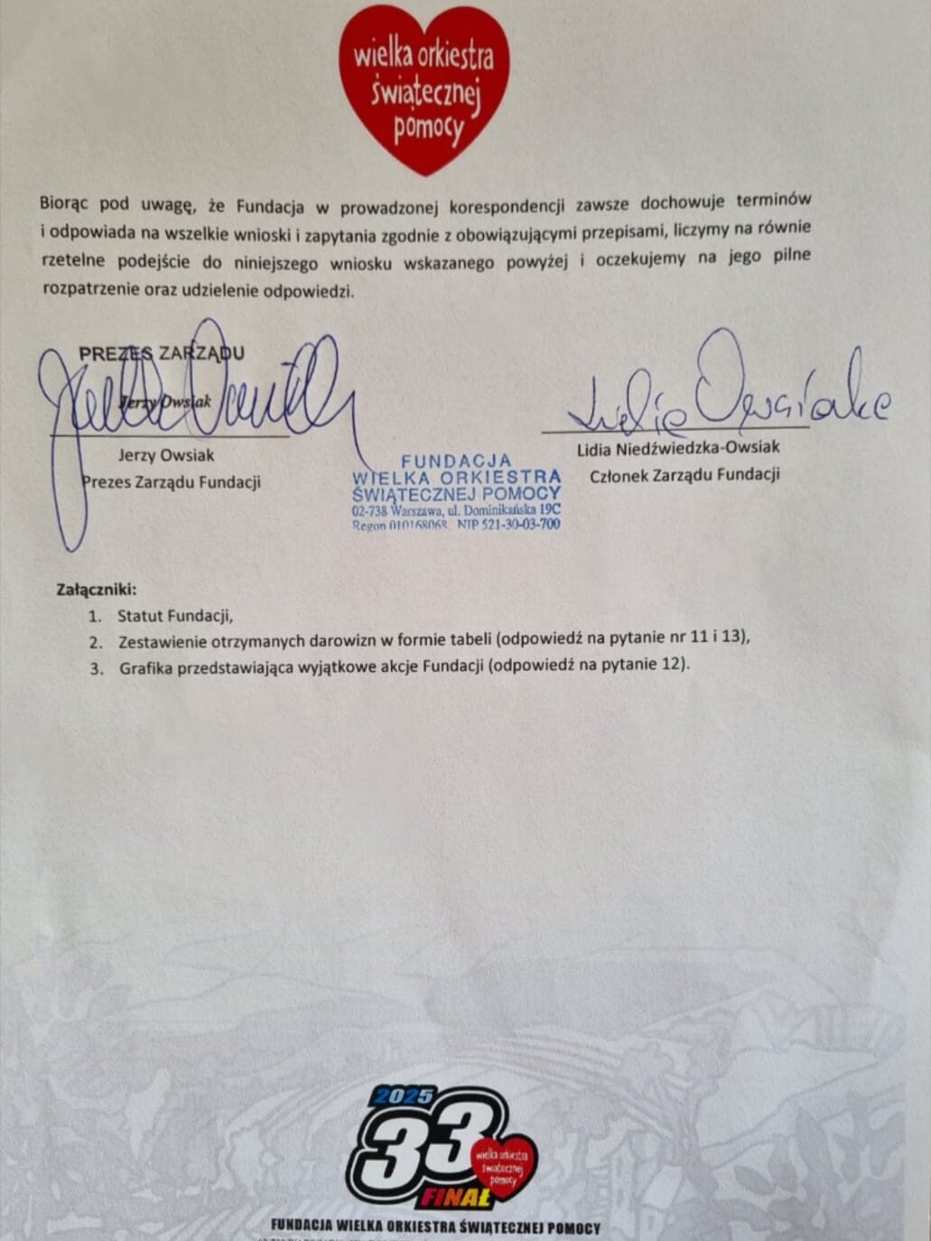 Odpowiedź Jerzego Owsiaka na pytania posła Janusza Kowalskiego!