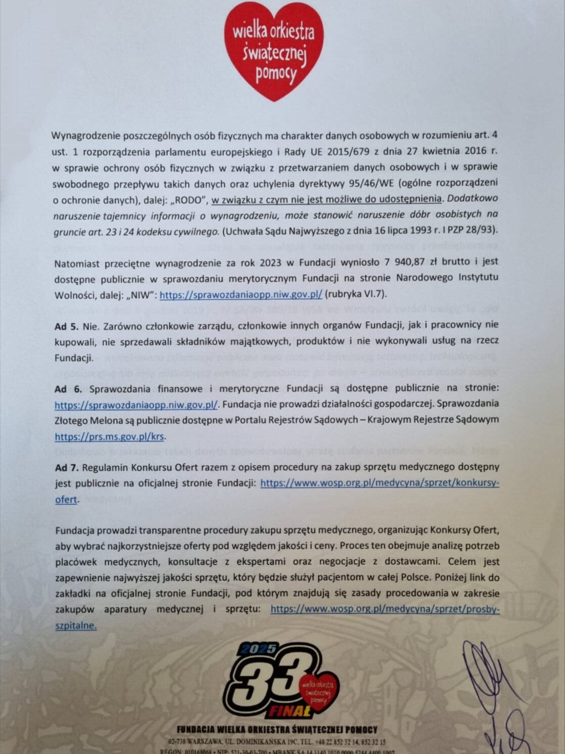 Odpowiedź Jerzego Owsiaka na pytania posła Janusza Kowalskiego!