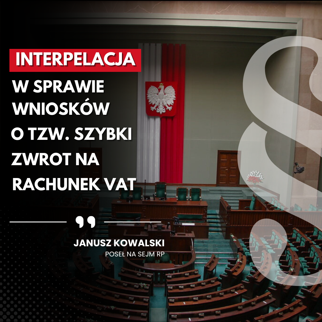 Zdjęcie do artykułu: Interpelacja w sprawie praktyki składania wniosków o tzw. szybki zwrot na rachunek VAT