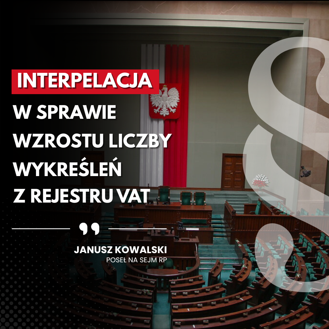 Zdjęcie do artykułu: Interpelacja w sprawie wzrostu liczby wykreśleń z rejestru VAT