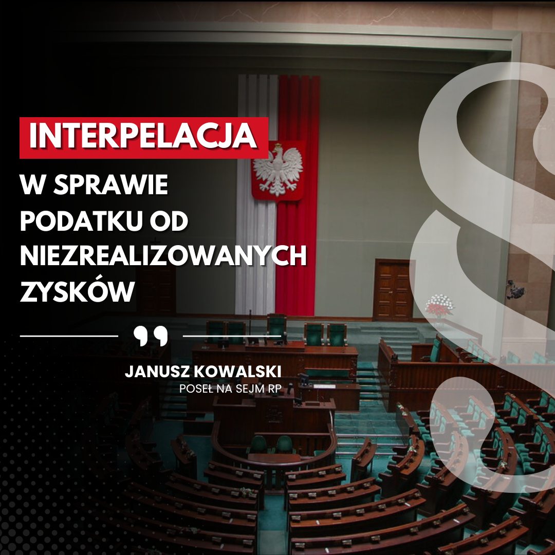 Zdjęcie do artykułu: Interpelacja w sprawie podatku od niezrealizowanych zysków