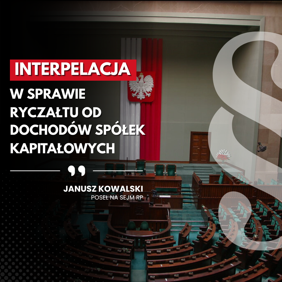 Zdjęcie do artykułu: Interpelacja w sprawie ryczałtu od dochodów spółek kapitałowych.
