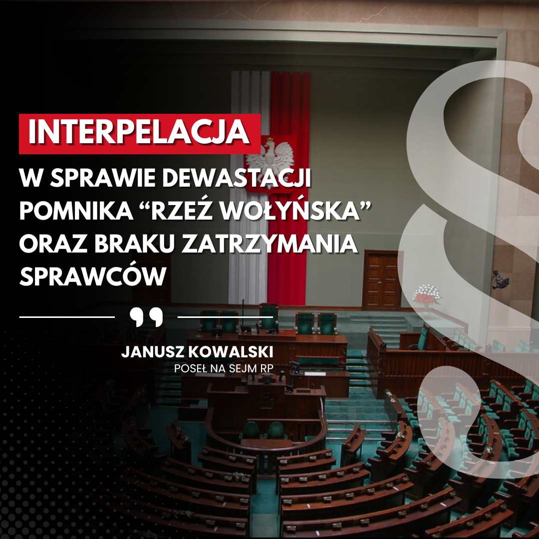 Zdjęcie do artykułu: Interpelacja w sprawie dewastacji pomnika “Rzeź Wołyńska” oraz braku zatrzymań sprawców