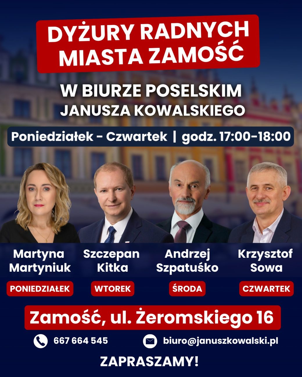 Dyżury radnych Rady Miasta Zamość