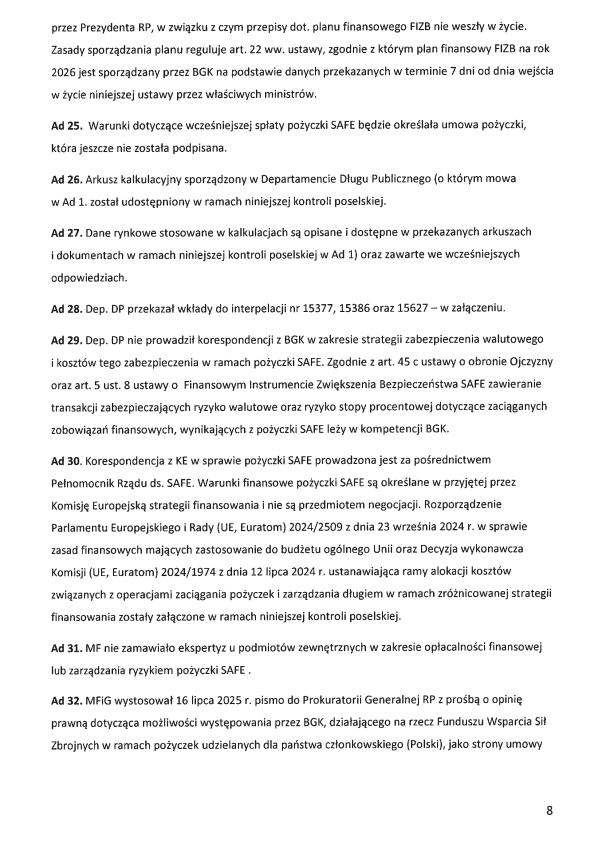 Ujawniam wyniki kontroli poselskiej w sprawie instrumentu SAFE