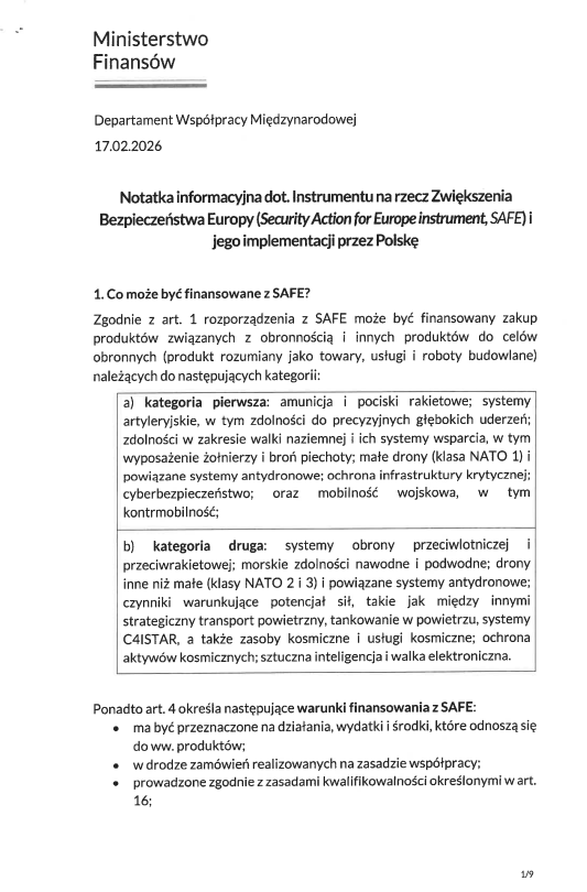 Ujawniam wyniki kontroli poselskiej w sprawie instrumentu SAFE