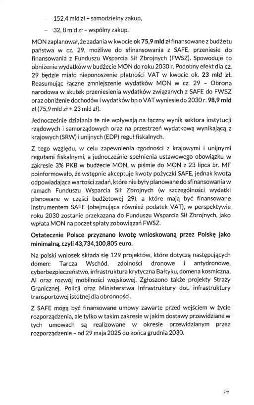 Ujawniam wyniki kontroli poselskiej w sprawie instrumentu SAFE