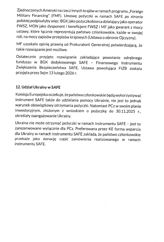 Ujawniam wyniki kontroli poselskiej w sprawie instrumentu SAFE