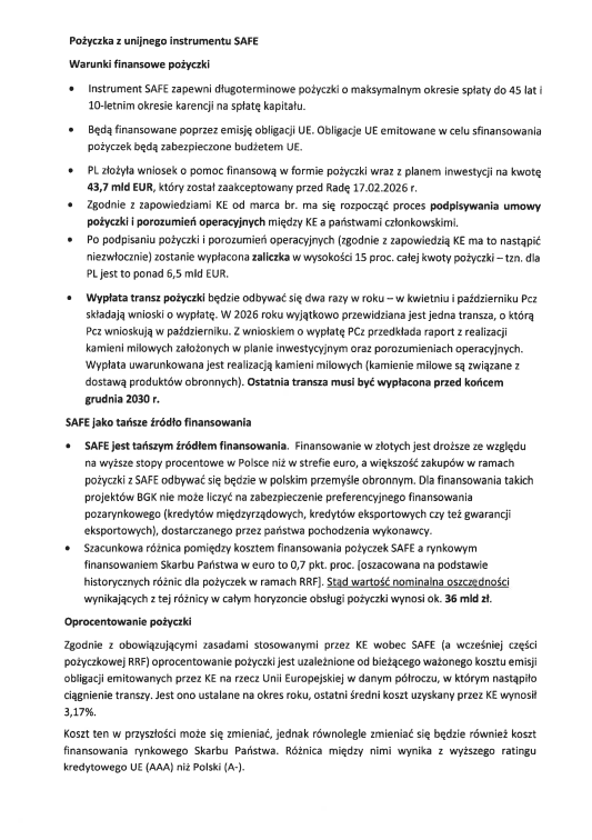 Ujawniam wyniki kontroli poselskiej w sprawie instrumentu SAFE