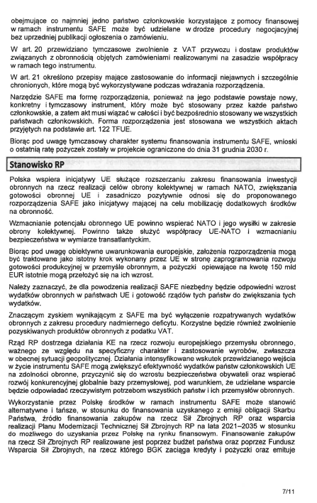 Ujawniam wyniki kontroli poselskiej w sprawie instrumentu SAFE