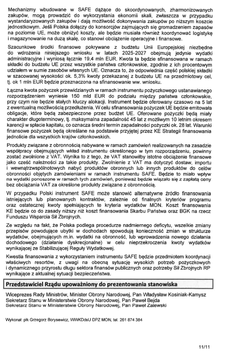 Ujawniam wyniki kontroli poselskiej w sprawie instrumentu SAFE