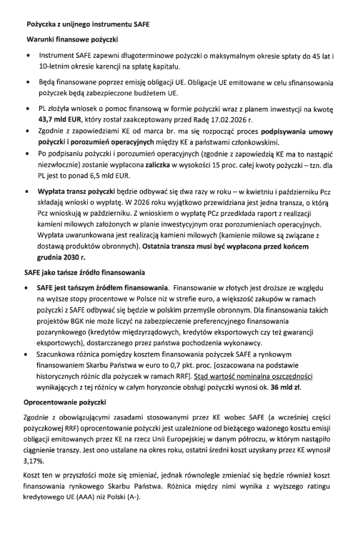 Ujawniam wyniki kontroli poselskiej w sprawie instrumentu SAFE