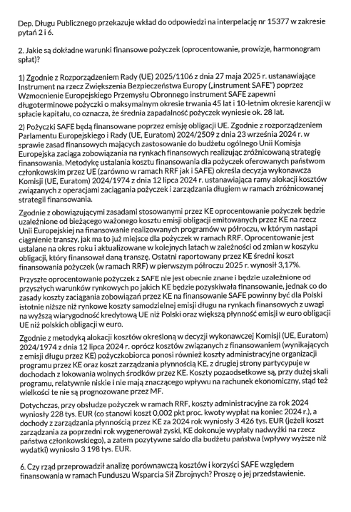Ujawniam wyniki kontroli poselskiej w sprawie instrumentu SAFE