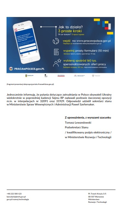Ilu cudzoziemców pracuje w Ministerstwie Rozwoju i Technologii?