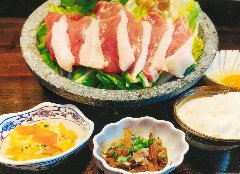 Sukiyaki duck with raw egg. With rice