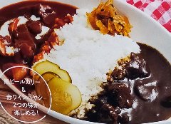 黒ビールカレー、赤ワインハヤシライスの2種類の味を楽しめる