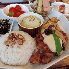 以植物为主的午餐，随季节变化。包括烘焙食品。