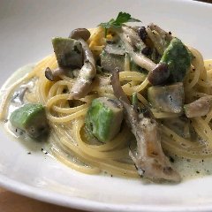 Creamy pasta made with soy milk cream