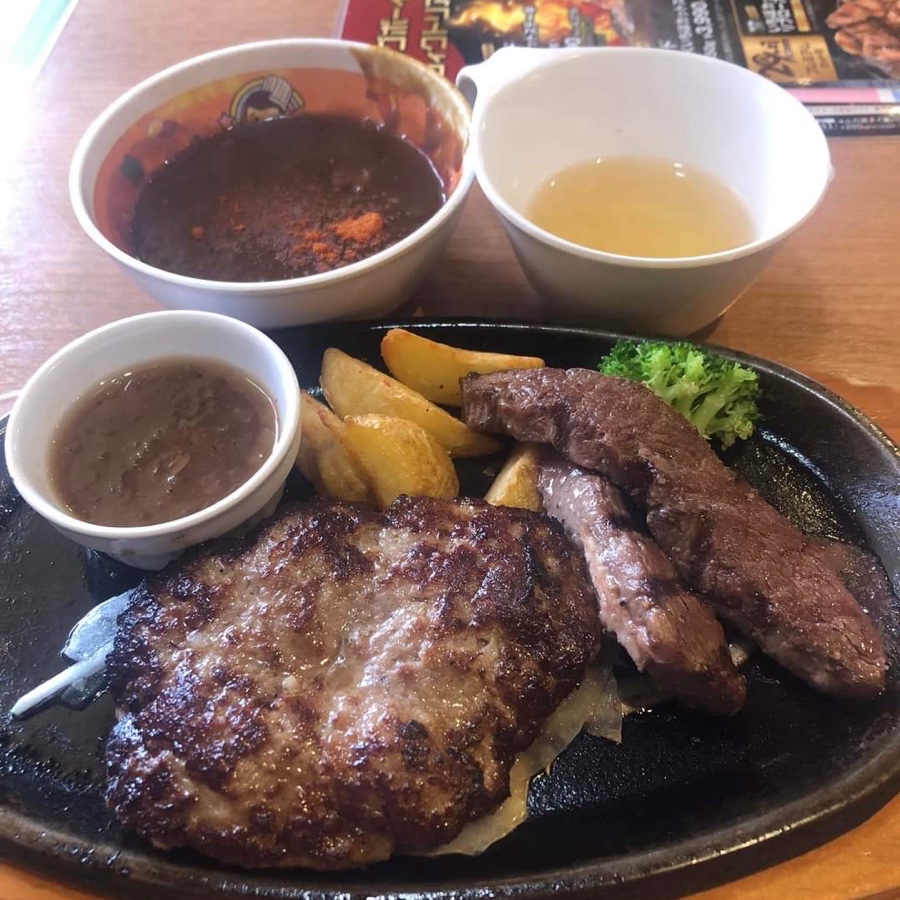 手ごねハンバーグ&カットステーキ+レギュラーセット
