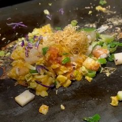 Seafood monja with shrimp and squid