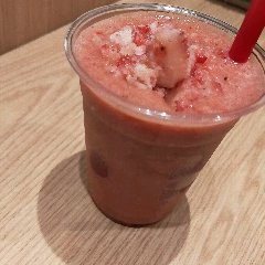 Strawberry smoothie made with over 10 strawberries