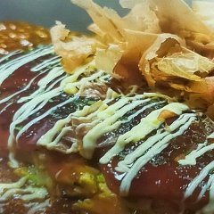 Okonomiyaki with Kobe beef tendon