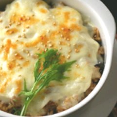 Plum-infused homemade brown rice doria with Hokkaido cheese