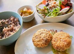 大豆をすりつぶし、きんぴらごぼうを和えた特製ヴィーガンコロッケ