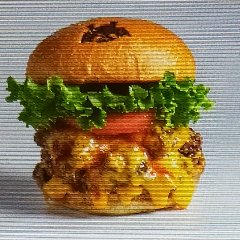 和牛パティとチェダーチーズを使ったバブルチーズバーガーです。