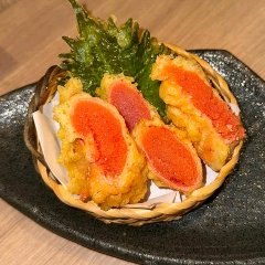 明太子を衣でサクッと揚げた天ぷら